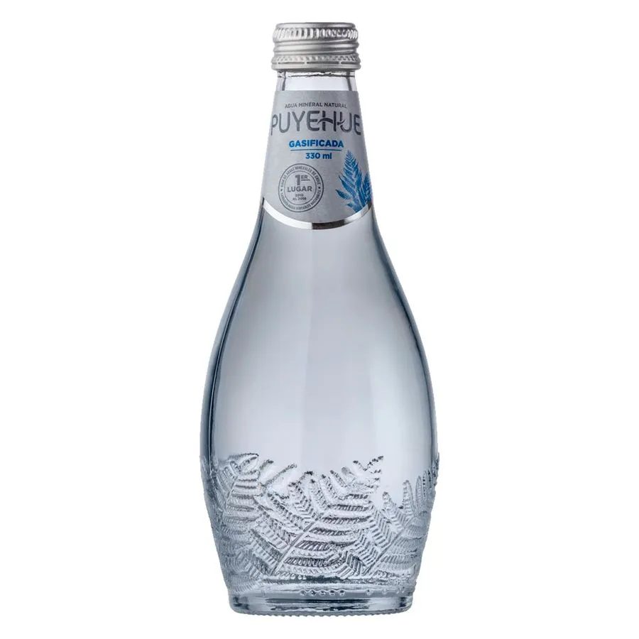 AGUA PUYEHUE VIDRIO 330 CC CON GAS
